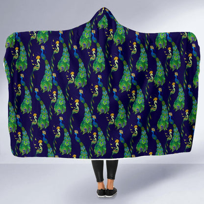 Peacock Art Design Print Hooded Blanket-JTAMIGO.COM