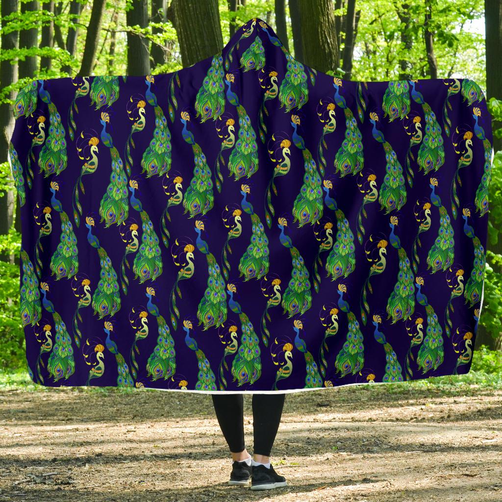 Peacock Art Design Print Hooded Blanket-JTAMIGO.COM
