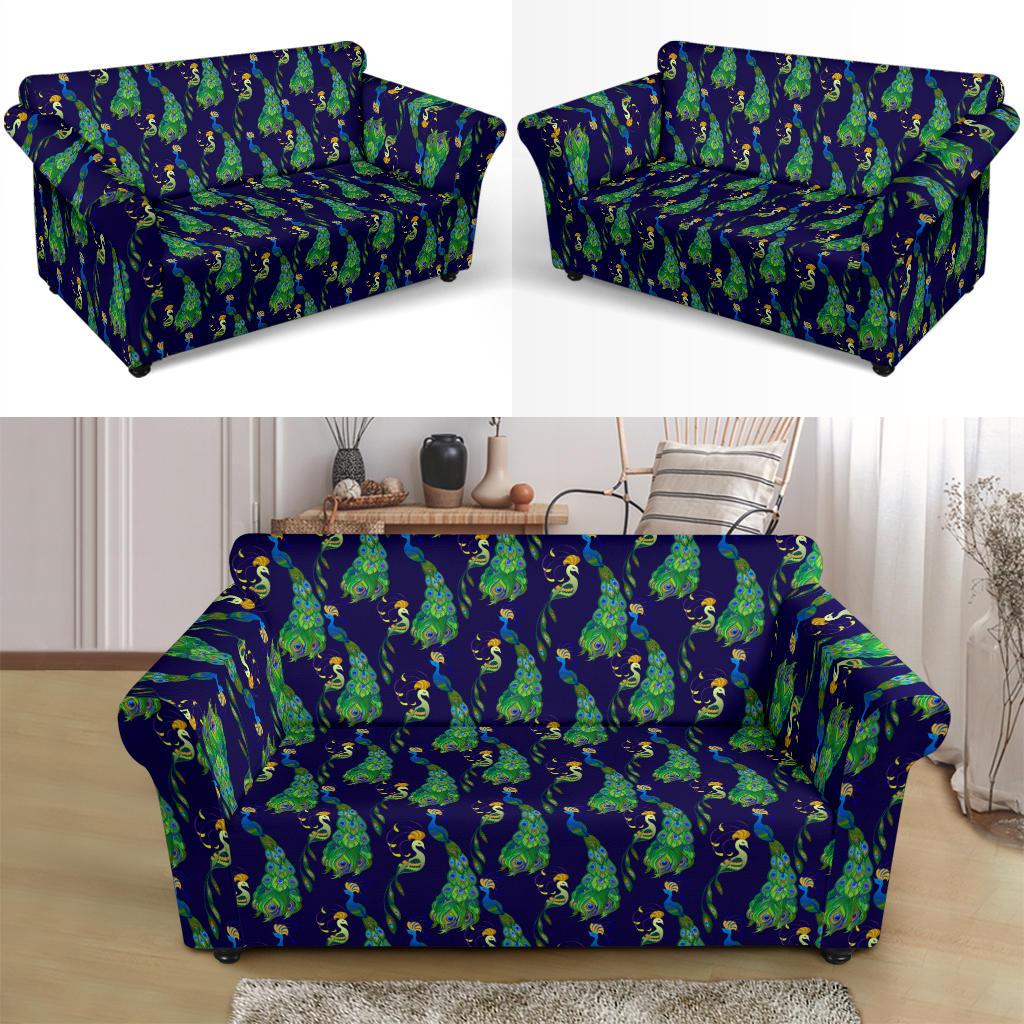 Peacock Art Design Print Loveseat Slipcover-JTAMIGO.COM