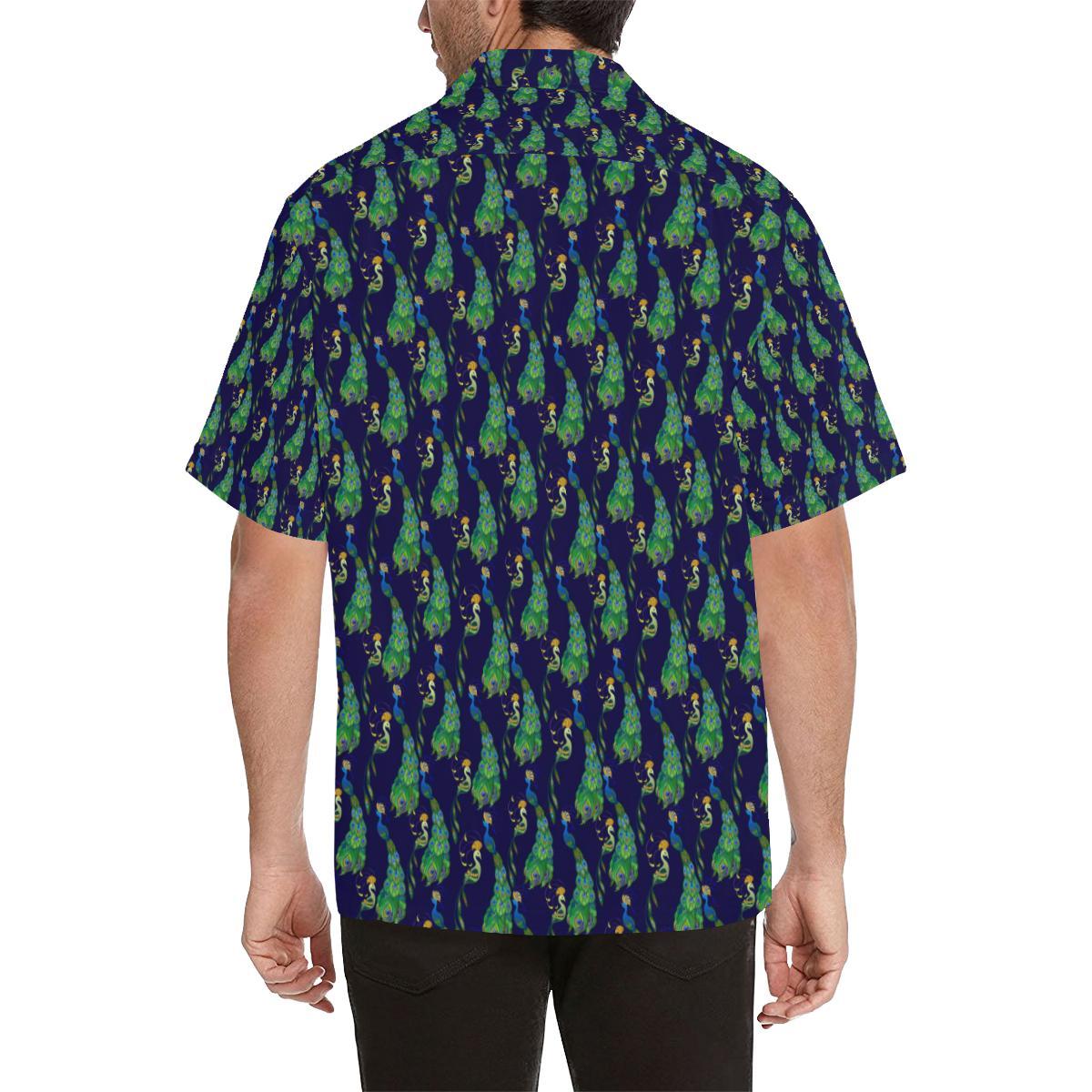 Peacock Art Design Print Men Aloha Hawaiian Shirt