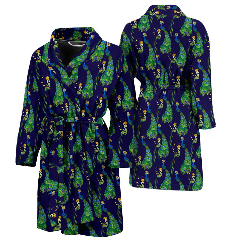 Peacock Art Design Print Men Bath Robe-JTAMIGO.COM