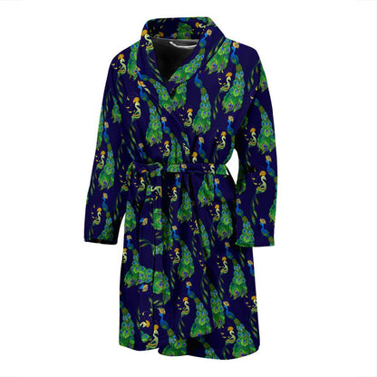 Peacock Art Design Print Men Bath Robe-JTAMIGO.COM