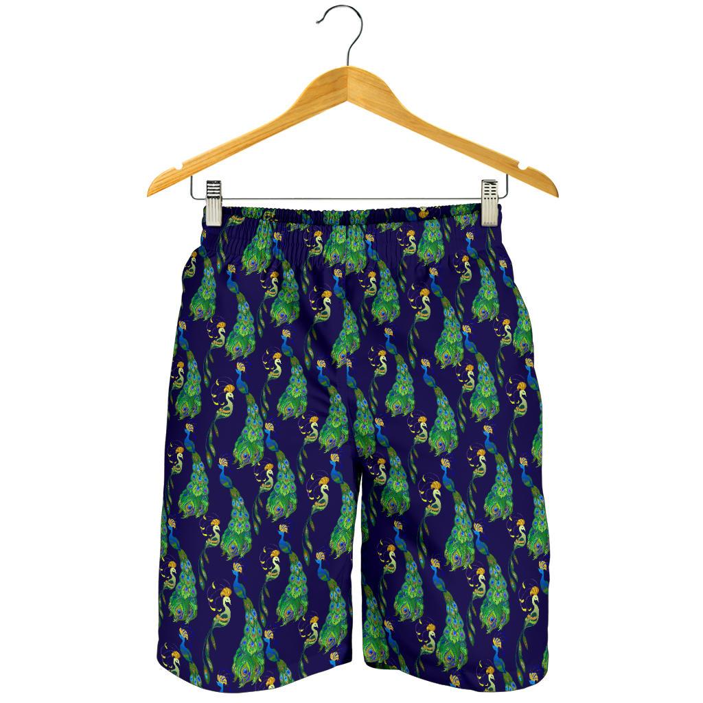 Peacock Art Design Print Mens Shorts-JTAMIGO.COM