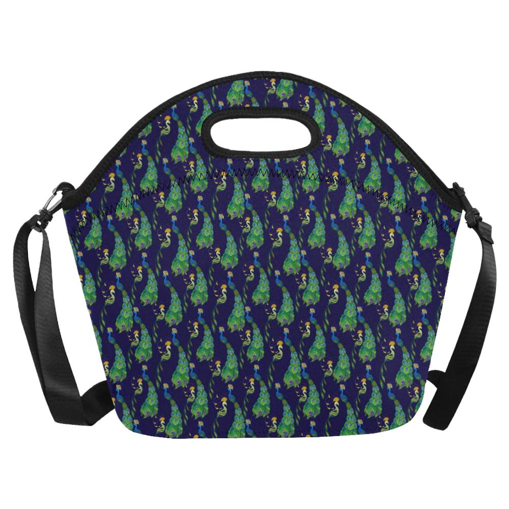 Peacock Art Design Print Neoprene Lunch Bag (Model 1669)(Large)-JTAMIGO.COM