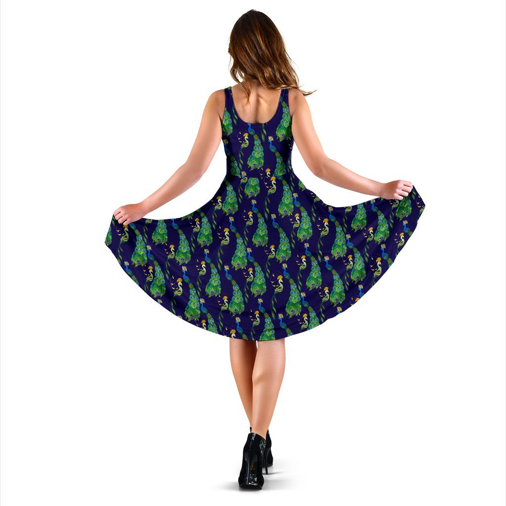Peacock Art Design Print Sleeveless Dress