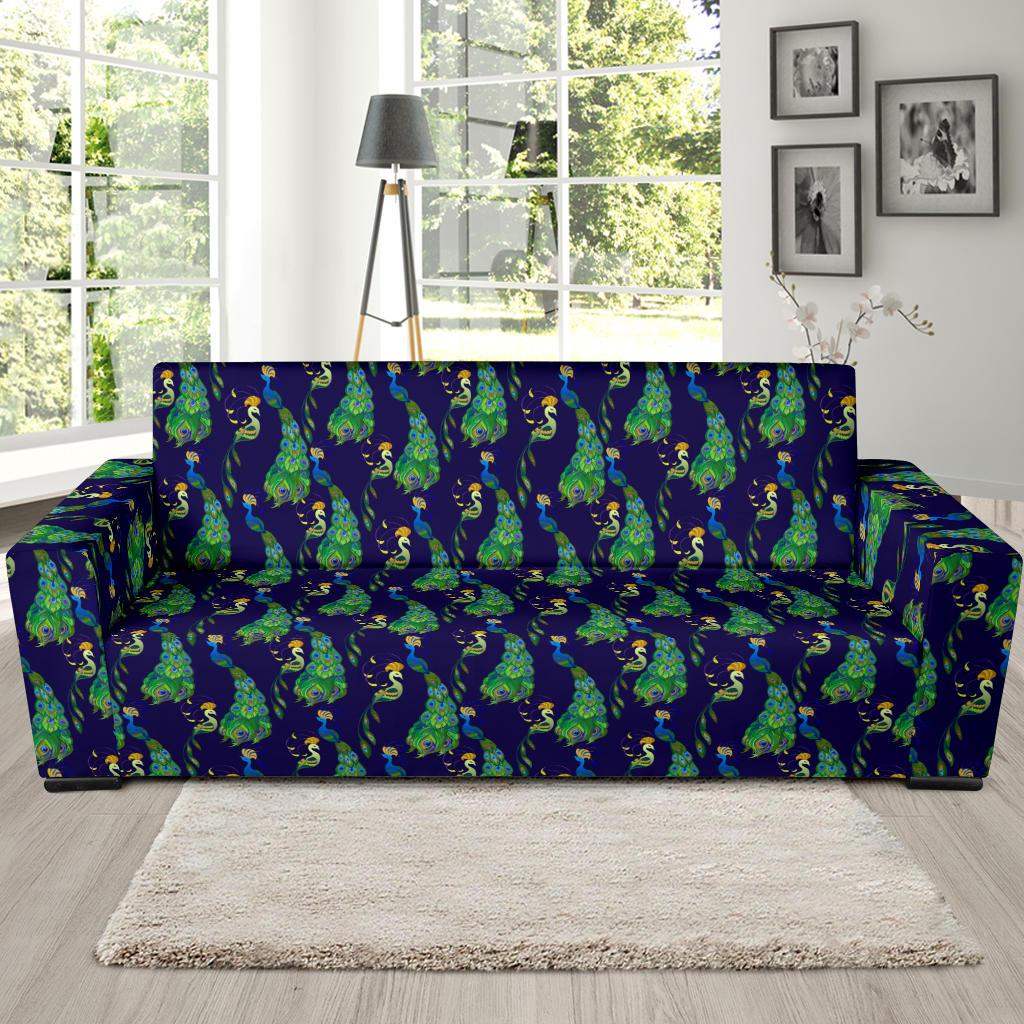 Peacock Art Design Print Sofa Slipcover-JTAMIGO.COM