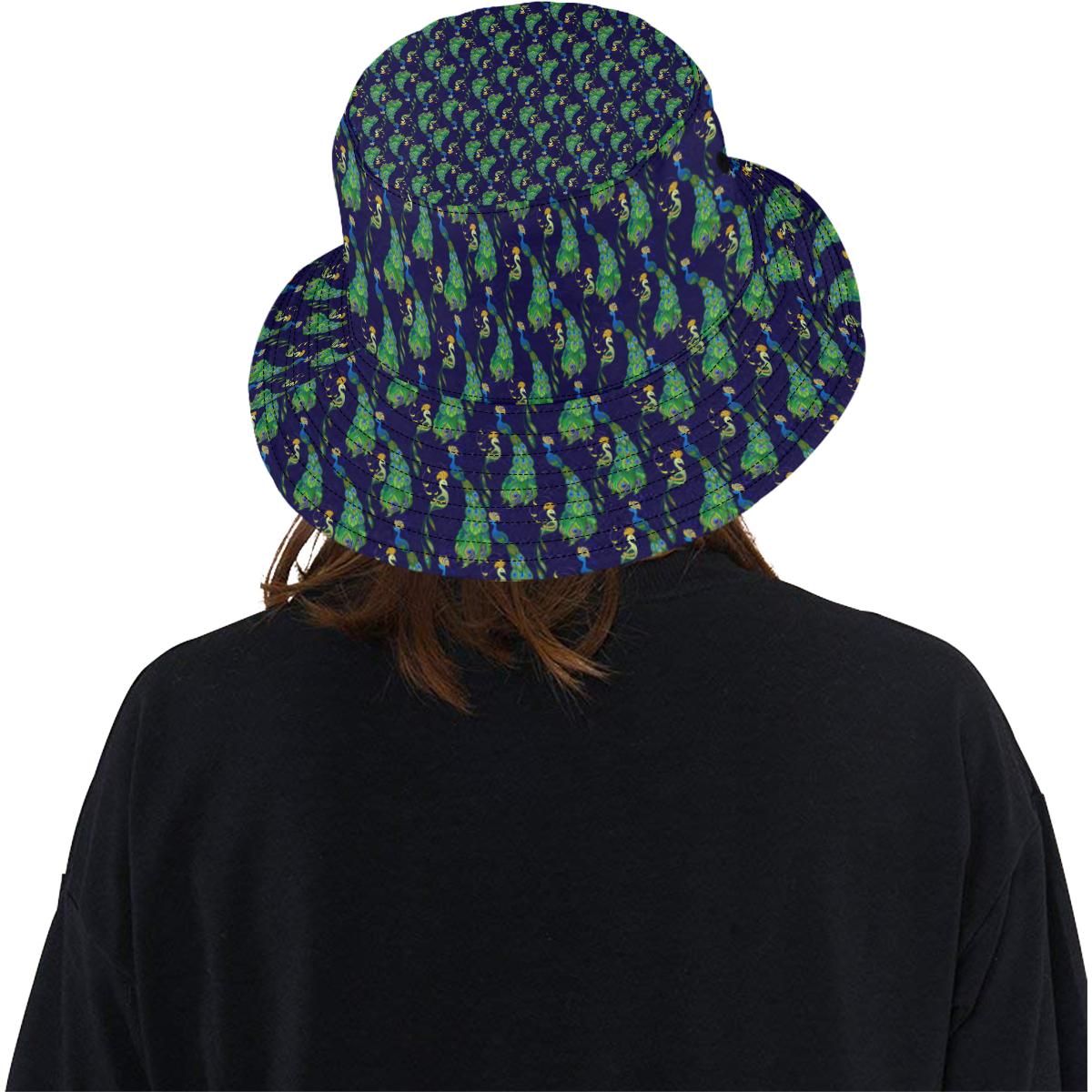 Peacock Art Design Print Unisex Bucket Hat
