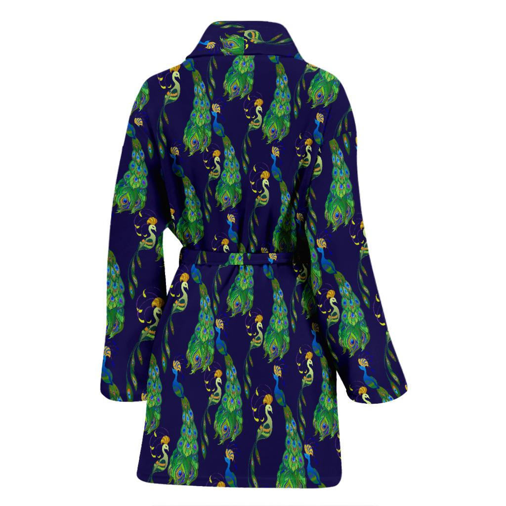 Peacock Art Design Print Women Bath Robe-JTAMIGO.COM