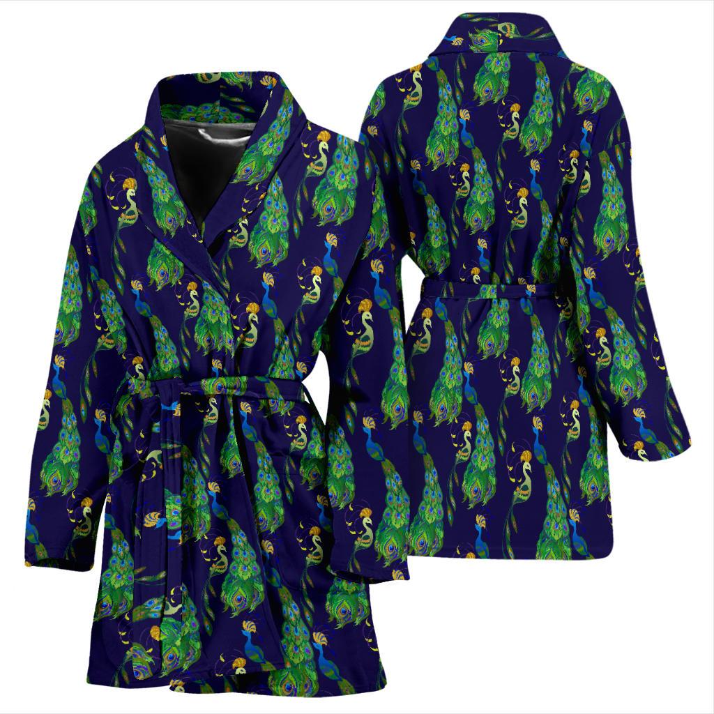Peacock Art Design Print Women Bath Robe-JTAMIGO.COM