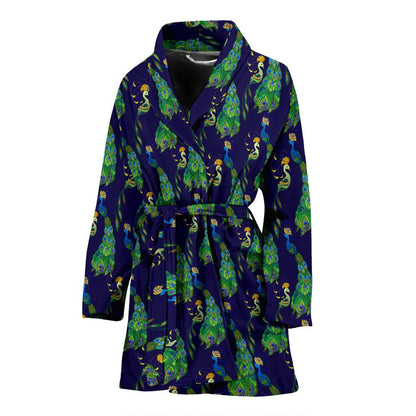 Peacock Art Design Print Women Bath Robe-JTAMIGO.COM