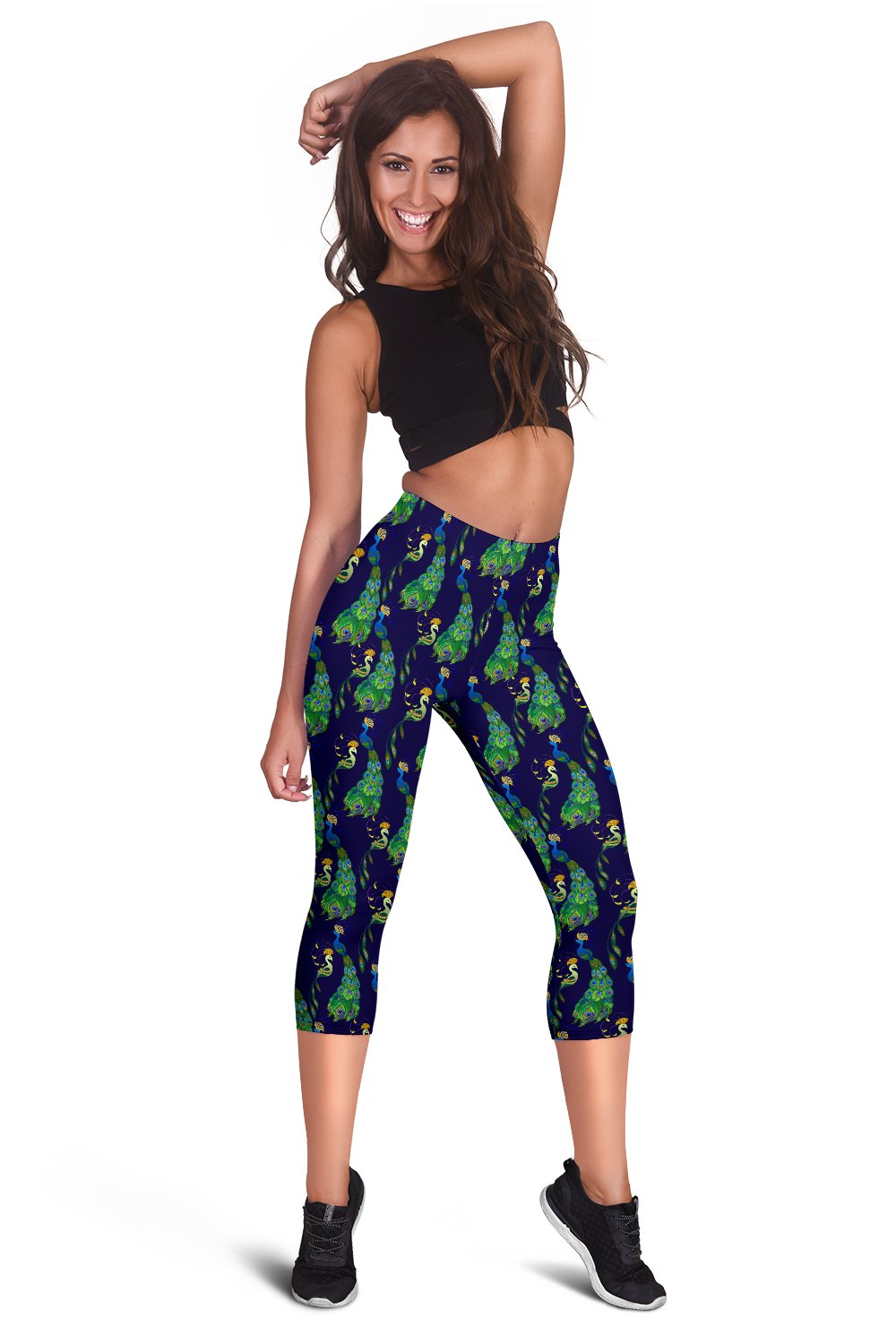 Peacock Art Design Print Women Capris