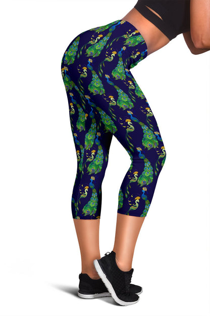 Peacock Art Design Print Women Capris