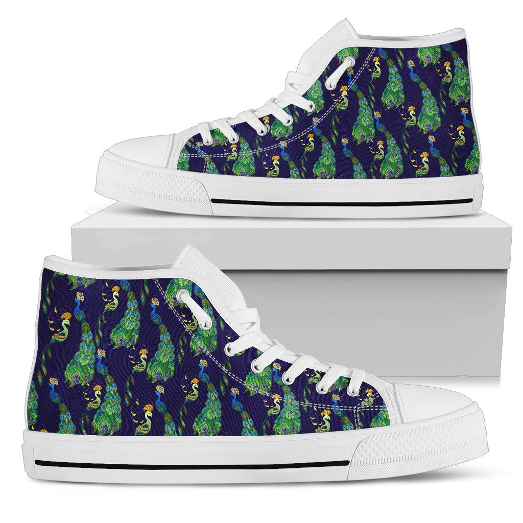 Peacock Art Design Print Women High Top Shoes