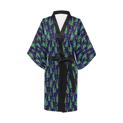 Peacock Art Design Print Women Short Kimono Robe