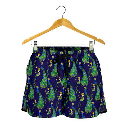 Peacock Art Design Print Women Shorts-JTAMIGO.COM