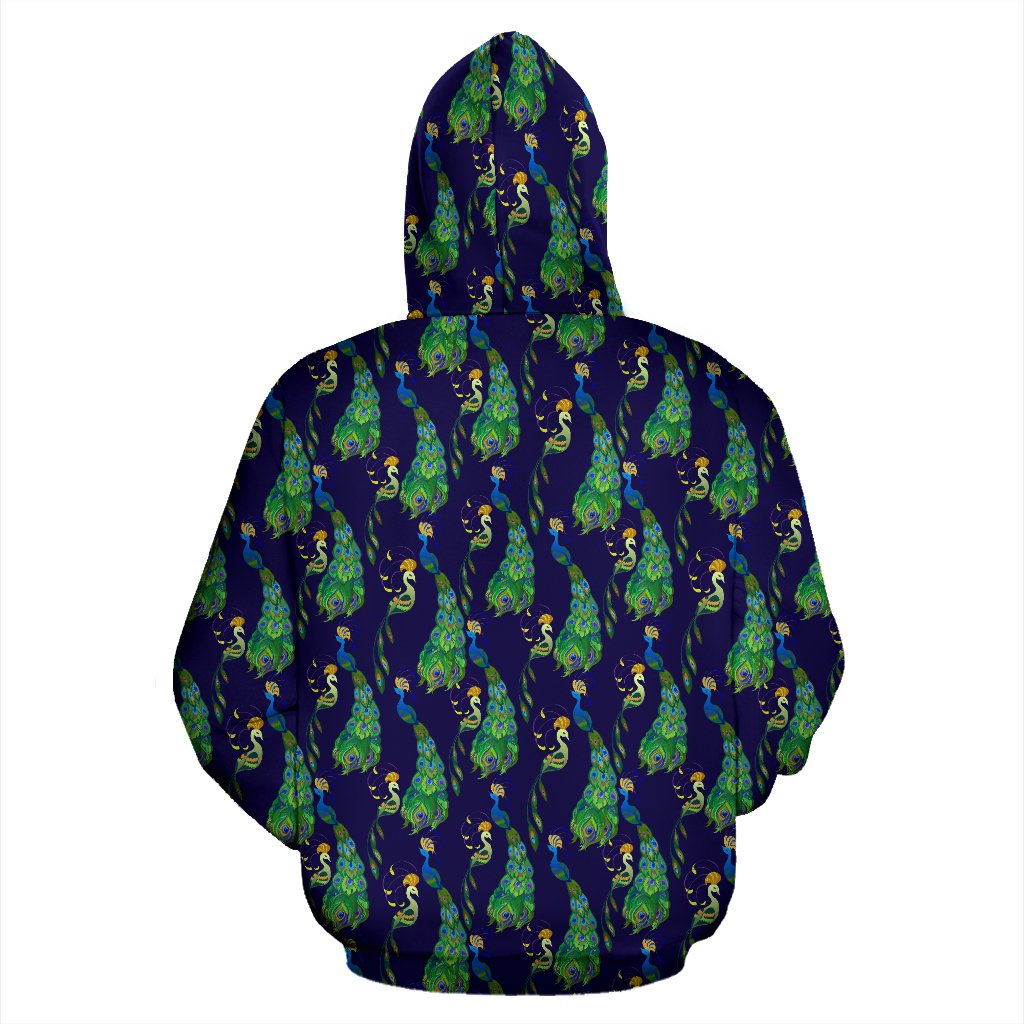 Peacock Art Design Print Zip Up Hoodie