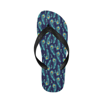 Peacock Feather Blue Design Print Flip Flops-JTAMIGO.COM