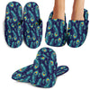 Peacock Feather Blue Design Print House Slippers