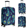 Peacock Feather Blue Design Print Luggage Cover Protector
