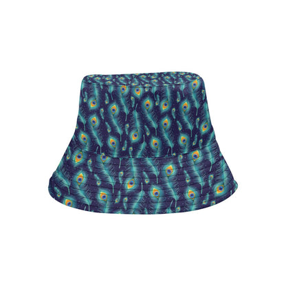 Peacock Feather Blue Design Print Unisex Bucket Hat