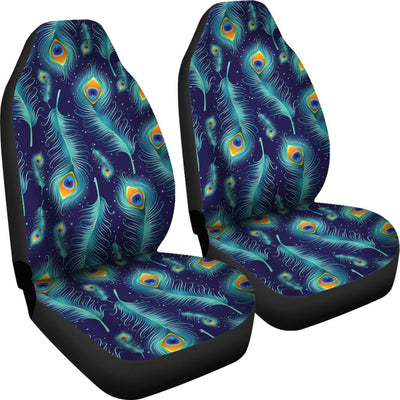 Peacock Feather Blue Design Print Universal Fit Car Seat Covers