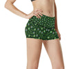 Peacock Feather Green Design Print High Waisted Spandex Shorts-JTAMIGO.COM