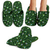 Peacock Feather Green Design Print House Slippers