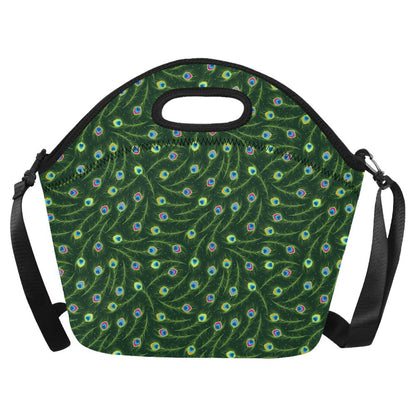 Peacock Feather Green Design Print Neoprene Lunch Bag (Model 1669)(Large)-JTAMIGO.COM