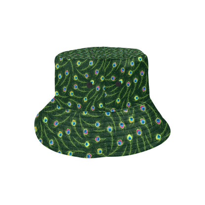 Peacock Feather Green Design Print Unisex Bucket Hat