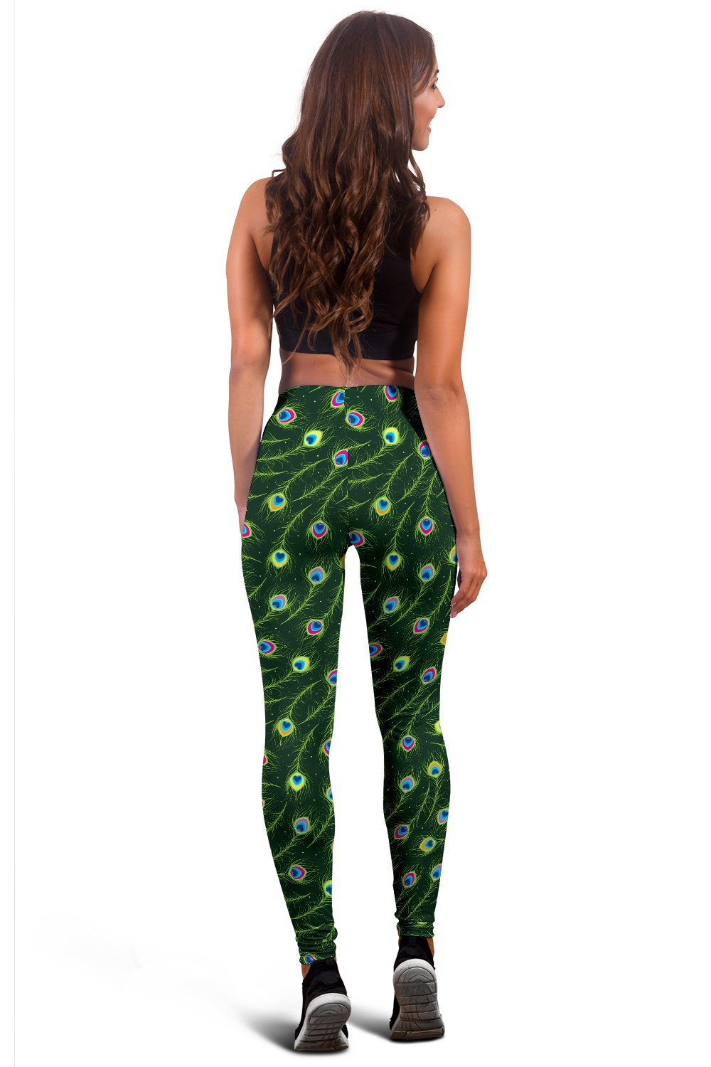 Peacock Feather Green Design Print Women Leggings
