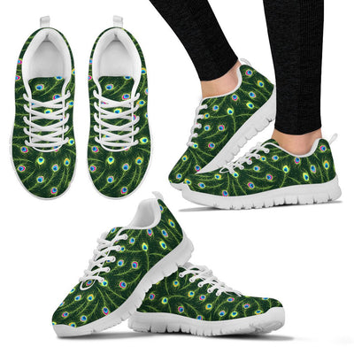Peacock Feather Green Design Print Women Sneakers Shoes