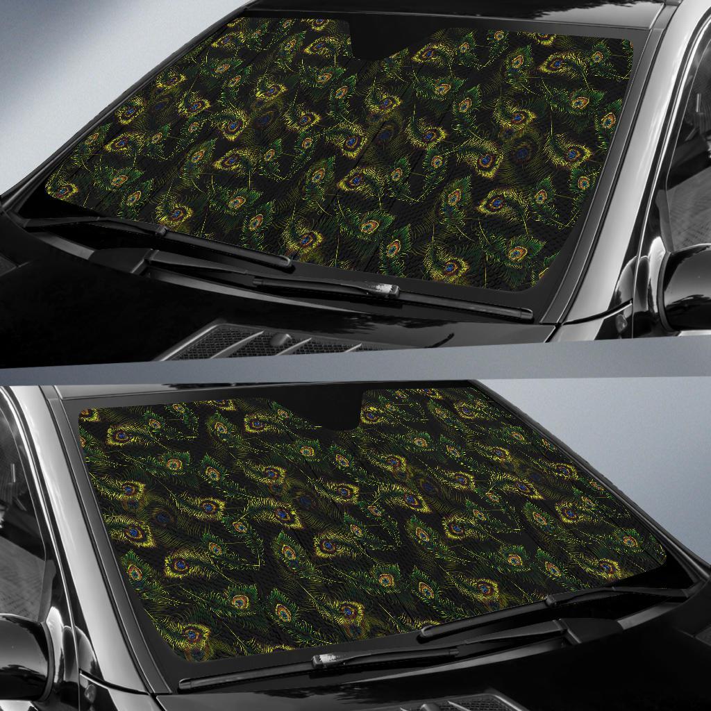 Peacock Feather Pattern Design Print Car Sun Shade For Windshield