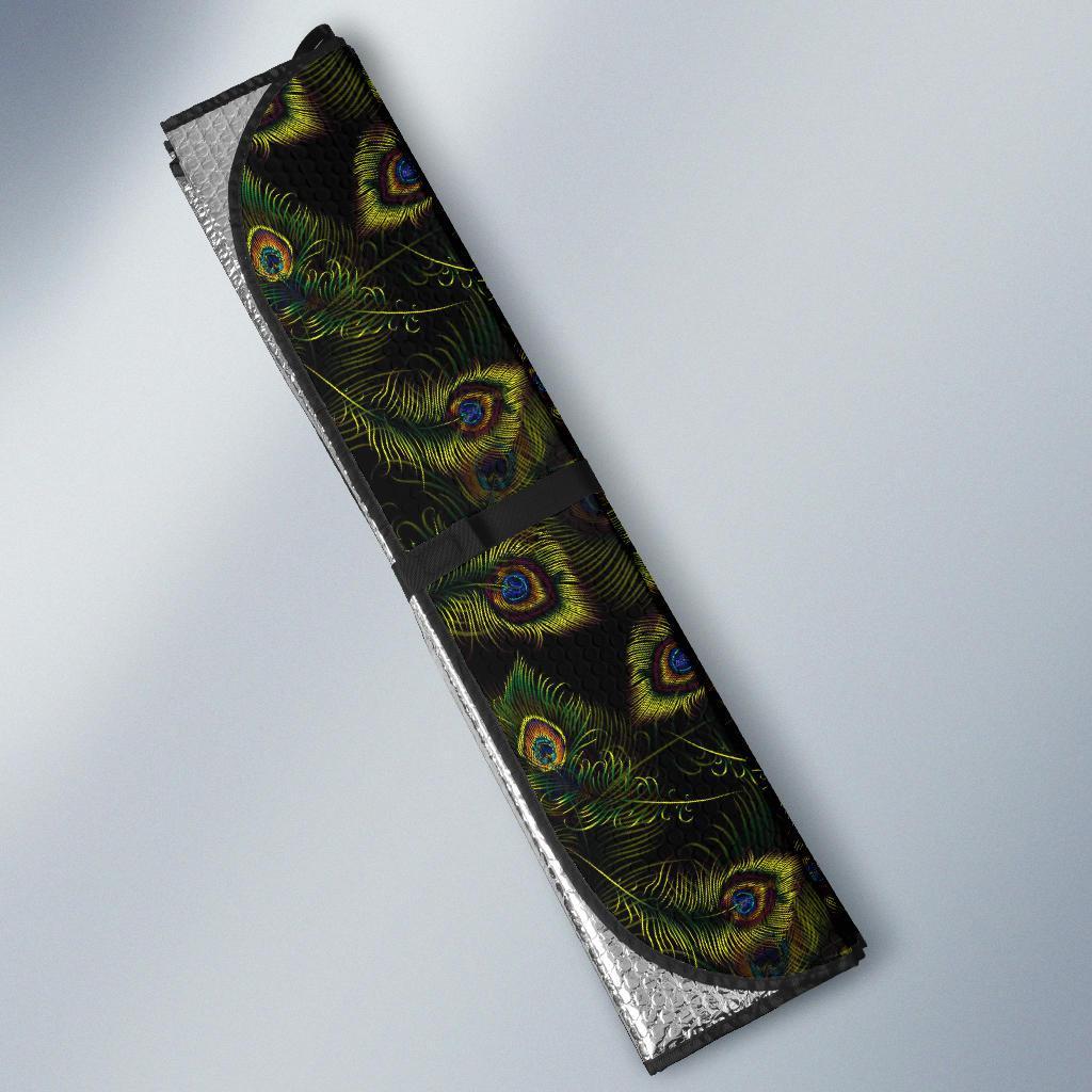 Peacock Feather Pattern Design Print Car Sun Shade For Windshield