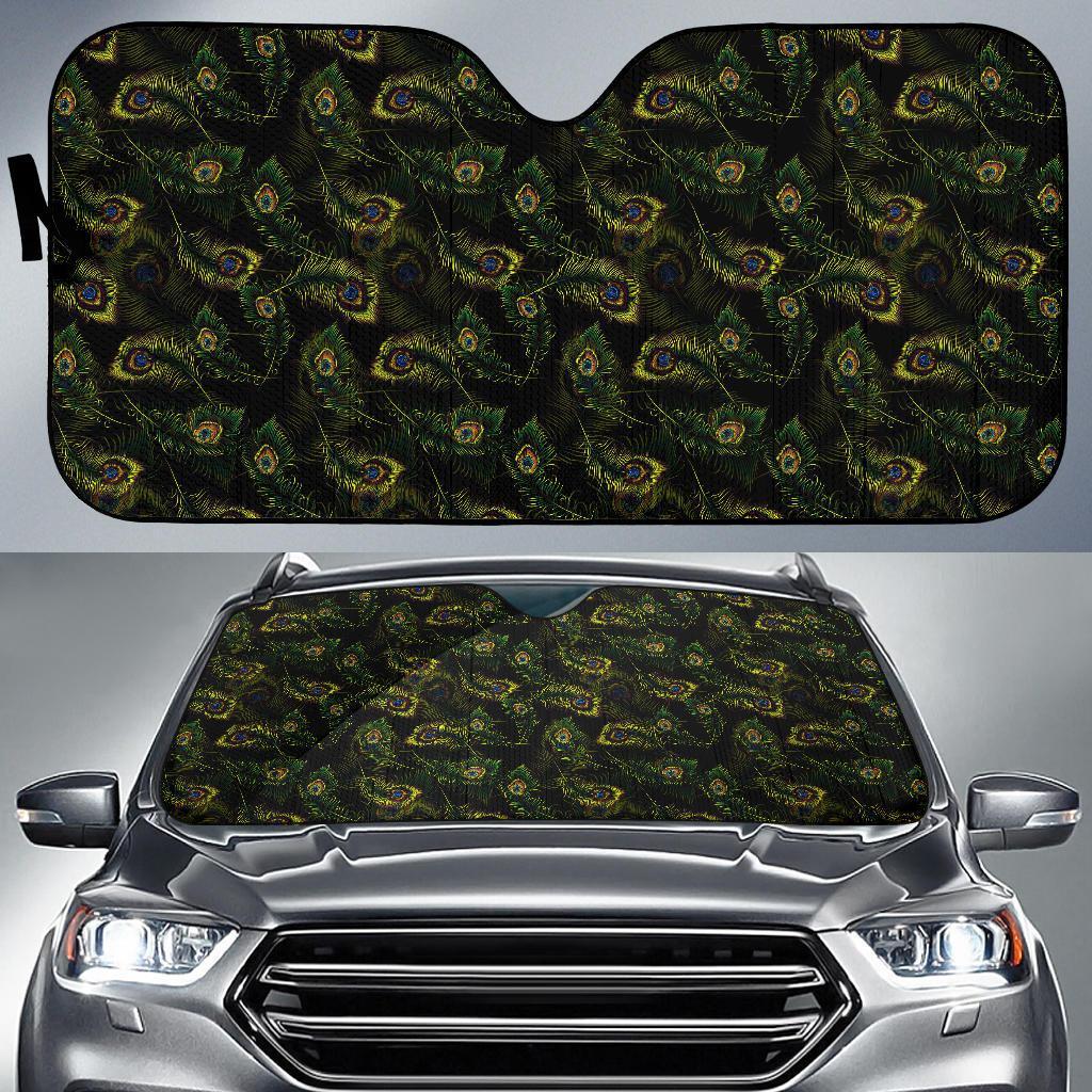 Peacock Feather Pattern Design Print Car Sun Shade For Windshield