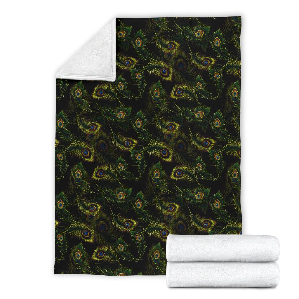 Peacock Feather Pattern Design Print Fleece Blanket