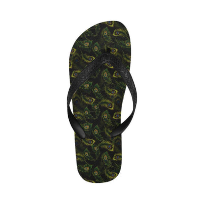 Peacock Feather Pattern Design Print Flip Flops-JTAMIGO.COM