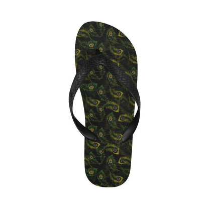 Peacock Feather Pattern Design Print Flip Flops-JTAMIGO.COM