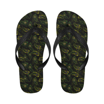 Peacock Feather Pattern Design Print Flip Flops-JTAMIGO.COM