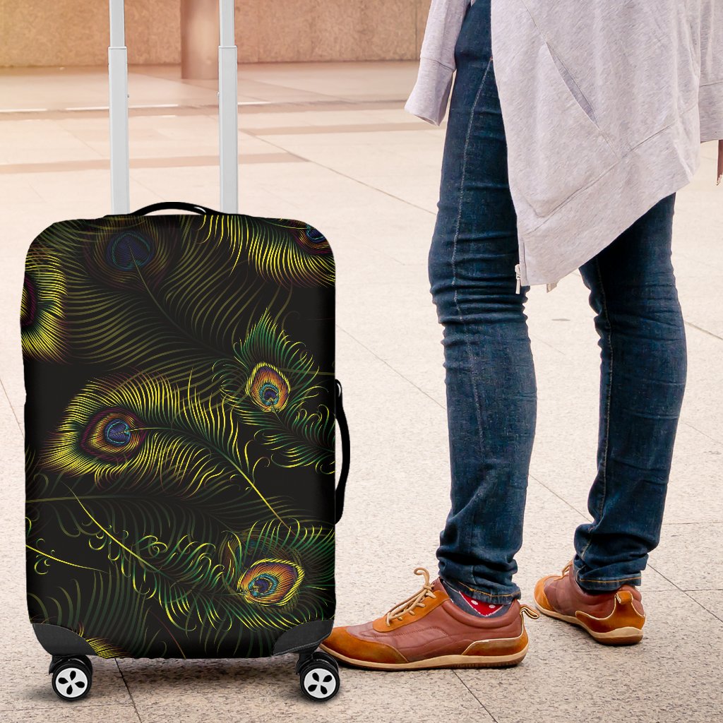 Peacock Feather Pattern Design Print Luggage Cover Protector