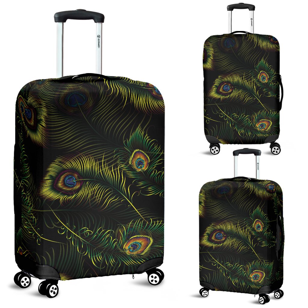 Peacock Feather Pattern Design Print Luggage Cover Protector