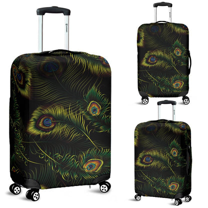 Peacock Feather Pattern Design Print Luggage Cover Protector