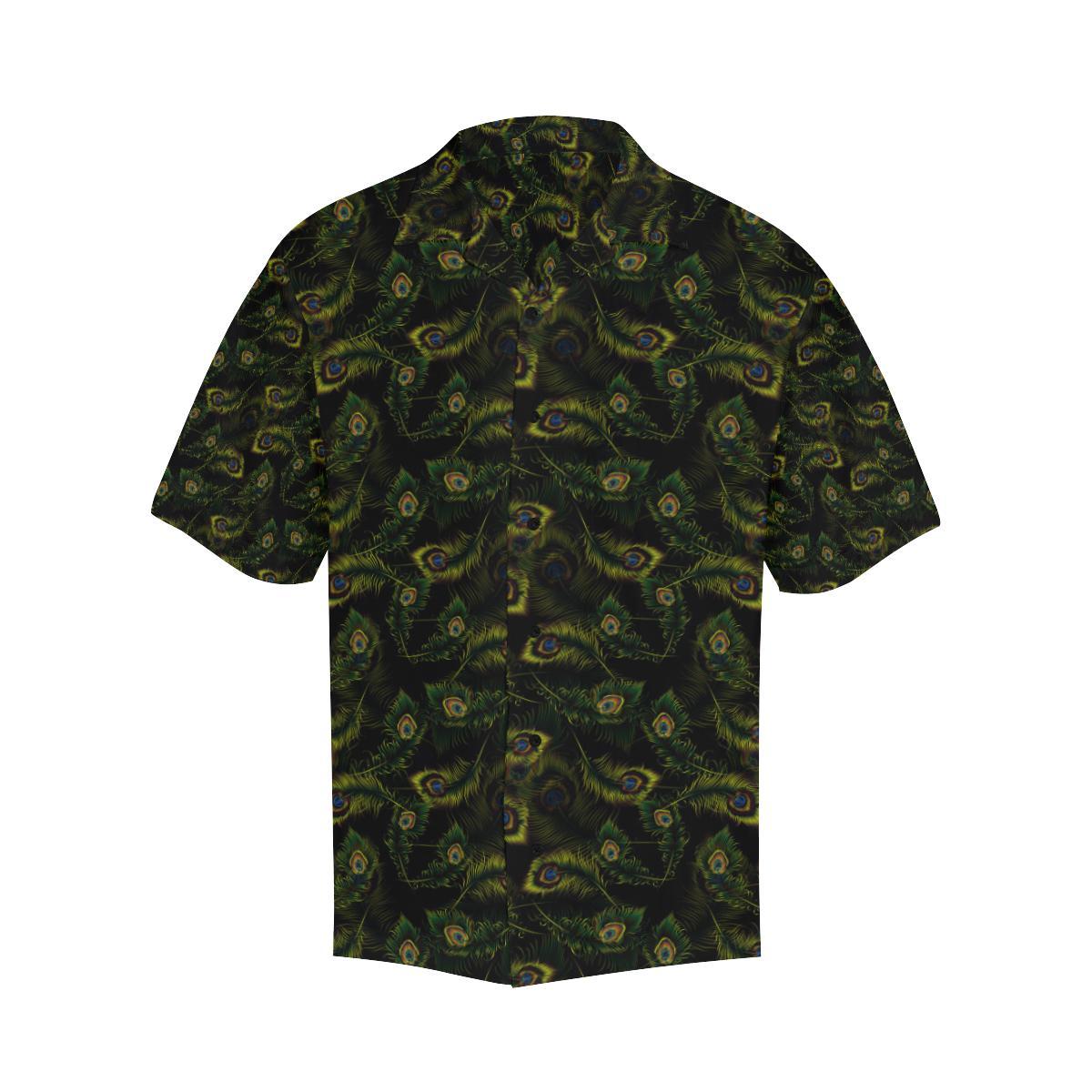 Peacock Feather Pattern Design Print Men Aloha Hawaiian Shirt