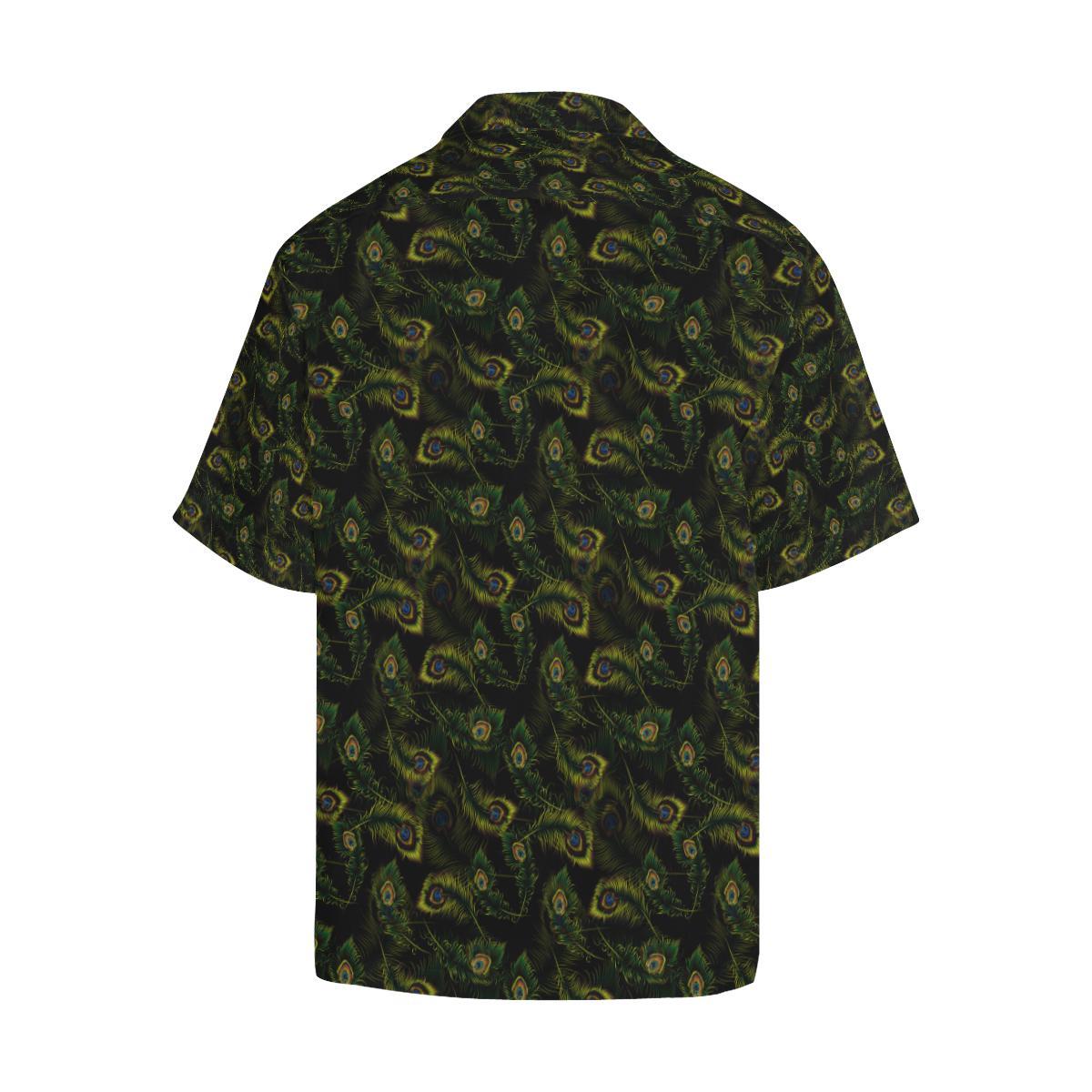 Peacock Feather Pattern Design Print Men Aloha Hawaiian Shirt