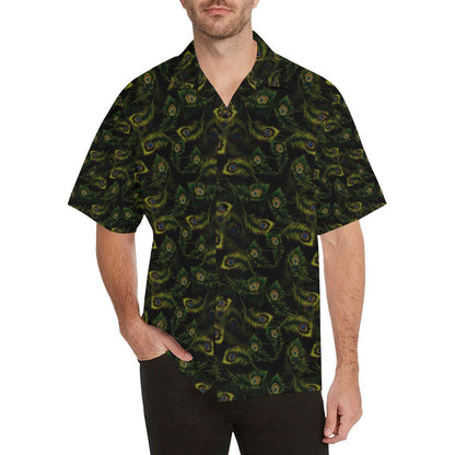 Peacock Feather Pattern Design Print Men Aloha Hawaiian Shirt