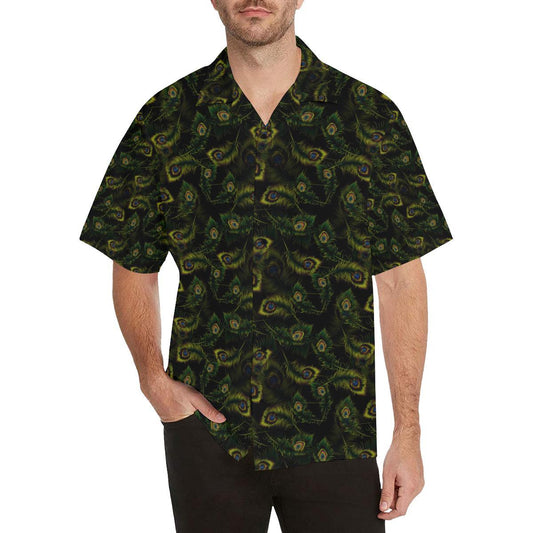 Peacock Feather Pattern Design Print Men Aloha Hawaiian Shirt