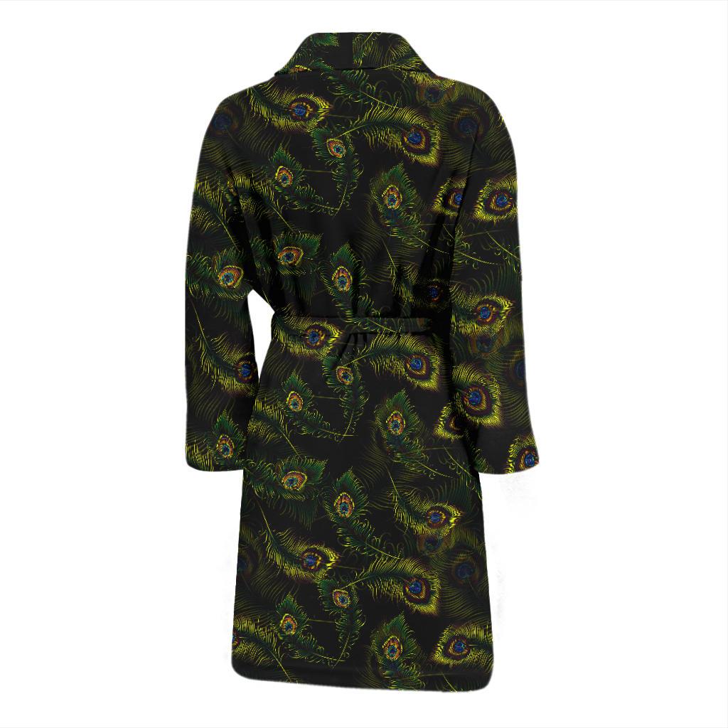 Peacock Feather Pattern Design Print Men Bath Robe-JTAMIGO.COM