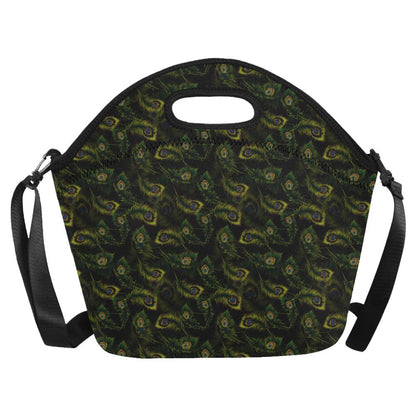 Peacock Feather Pattern Design Print Neoprene Lunch Bag (Model 1669)(Large)-JTAMIGO.COM