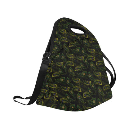Peacock Feather Pattern Design Print Neoprene Lunch Bag (Model 1669)(Large)-JTAMIGO.COM