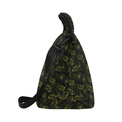 Peacock Feather Pattern Design Print Neoprene Lunch Bag (Model 1669)(Large)-JTAMIGO.COM