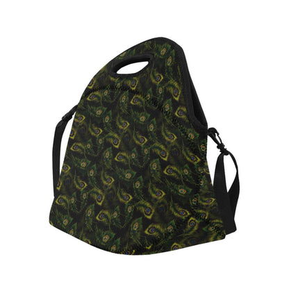 Peacock Feather Pattern Design Print Neoprene Lunch Bag (Model 1669)(Large)-JTAMIGO.COM